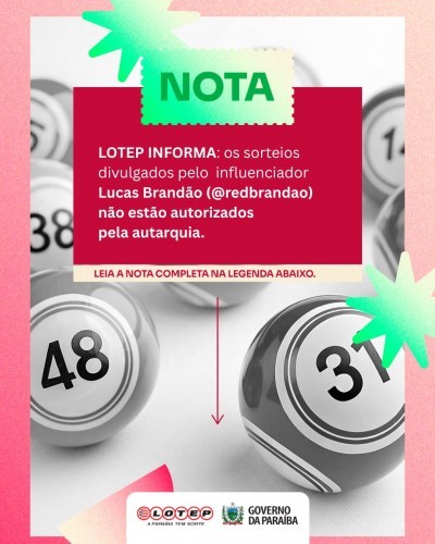 Lotep alerta: sorteio do Red Brandão Prêmios não possui autorização