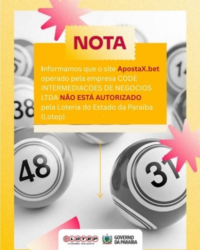 NOTA OFICIAL: é falsa a autorização da plataforma ApostaX.bet