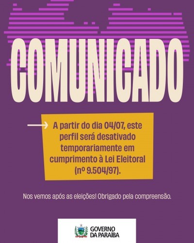 Lotep informa suspensão temporária das redes sociais durante período de vedação eleitoral