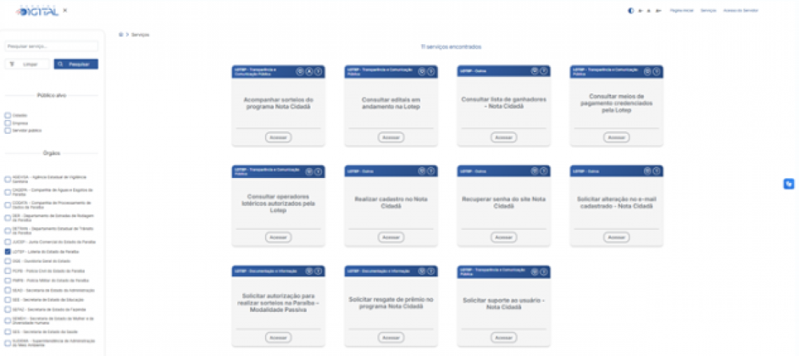 Lotep disponibiliza serviços aos cidadãos no Portal Paraíba Digital