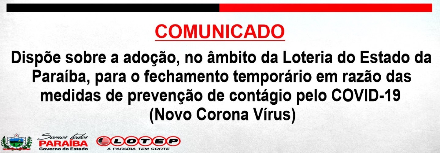 COMUNICADO OFICIAL (PORTARIA N° 009/2020-LOTEP)